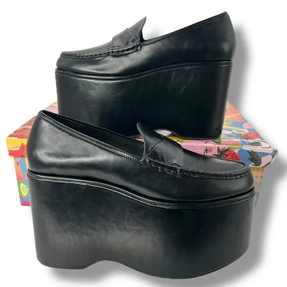 NEW Jeffrey Campbell Soaring Platform Loafers Size 7 Super High Wedge Heels