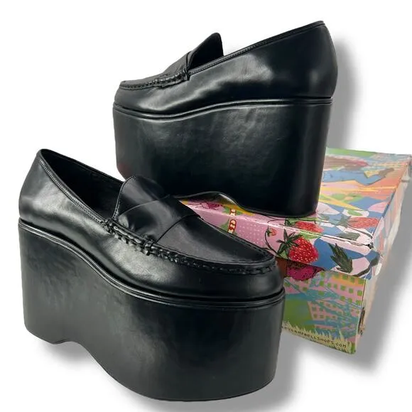 NEW Jeffrey Campbell Soaring Platform Loafers Size 7 Super High Wedge Heels