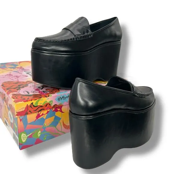 NEW Jeffrey Campbell Soaring Platform Loafers Size 7 Super High Wedge Heels