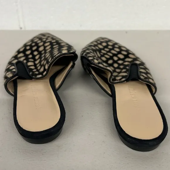 New Jenni kayne sz35 US 5 black pointed toe slip on mule flats calf hair giraffe