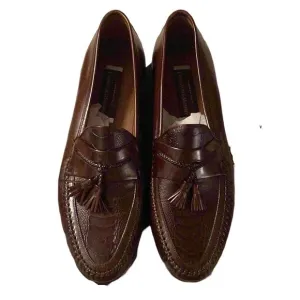 New Johnston &amp; Murphy Kelvin Dark Brown Alligator Leather Tassel Loafers 12