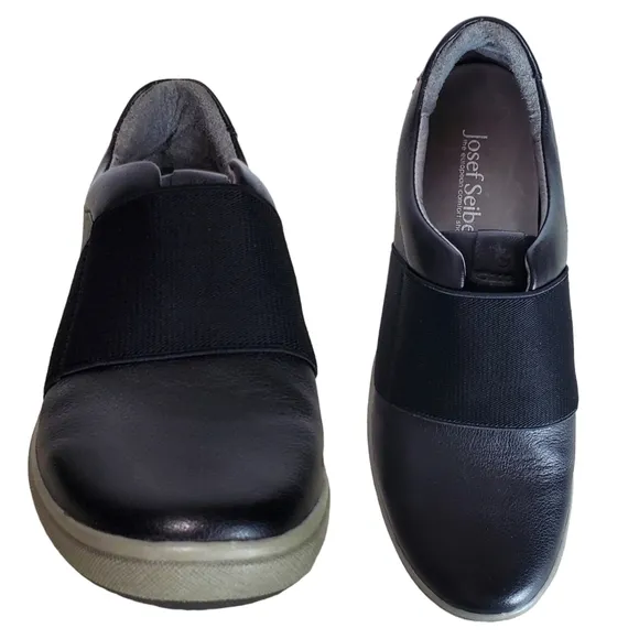 New Josef seibel caren womens size 36 5.5-6 leather slip on sneakers black