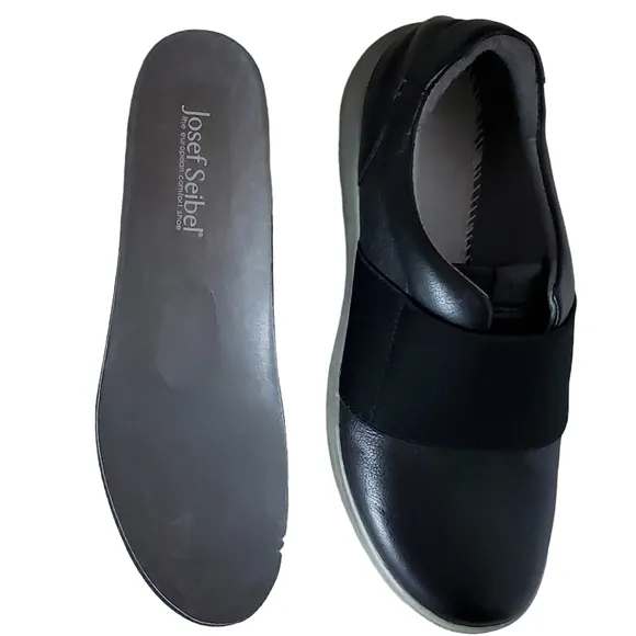 New Josef seibel caren womens size 36 5.5-6 leather slip on sneakers black