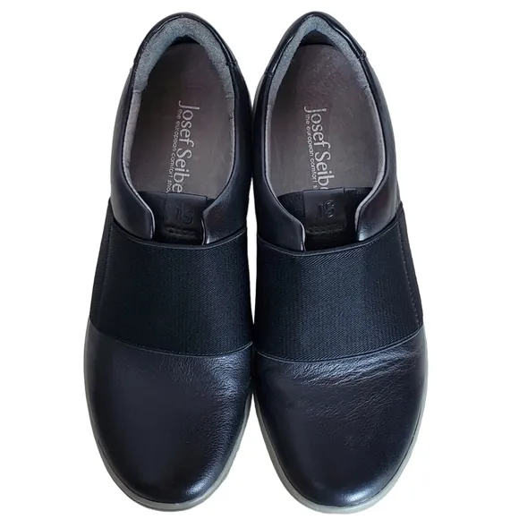 New Josef seibel caren womens size 36 5.5-6 leather slip on sneakers black