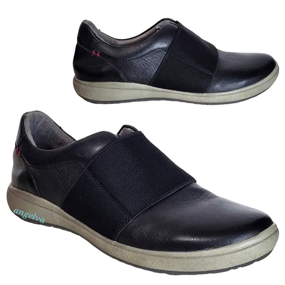 New Josef seibel caren womens size 36 5.5-6 leather slip on sneakers black