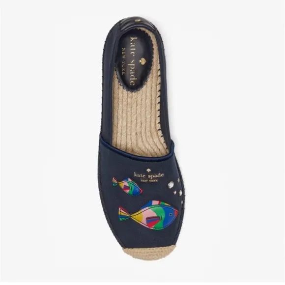 NEW Kate Spade Aqua Espadrilles Shoes with Fish Size 9