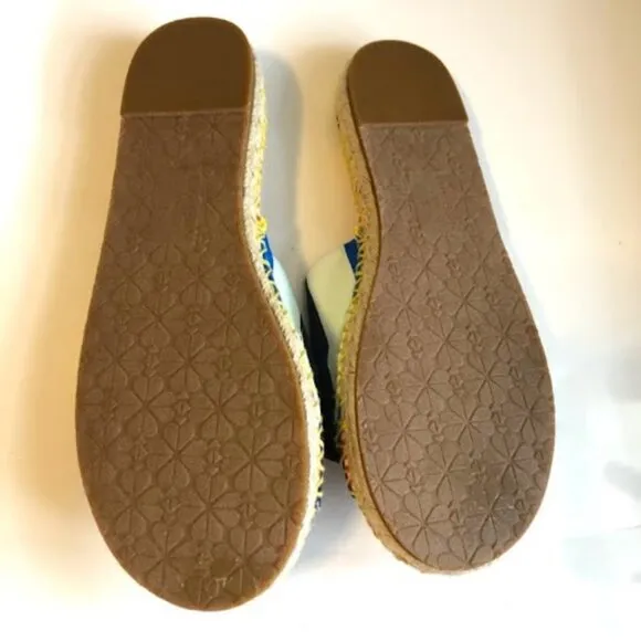 New KATE SPADE NY Saltie Shore Oceanside Multi-Stripe Espadrille Slides SZ 8