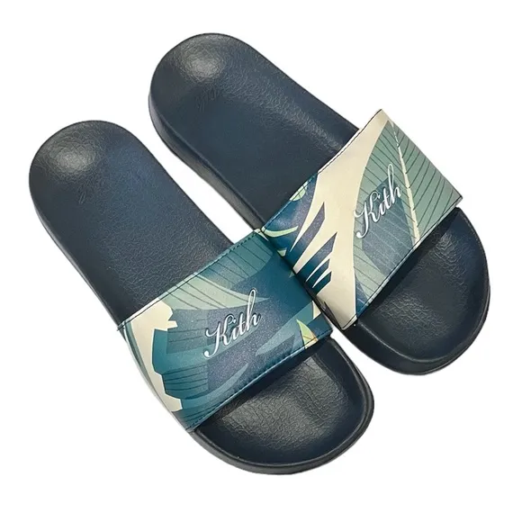 NEW Kith Men’s Palm Tree Slides size 41 Green