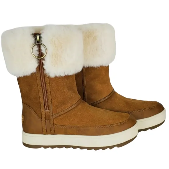 New koolaburra ugg tynlee snow waterproof suede faux fur winter boots chestnut