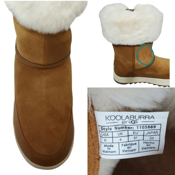 New koolaburra ugg tynlee snow waterproof suede faux fur winter boots chestnut