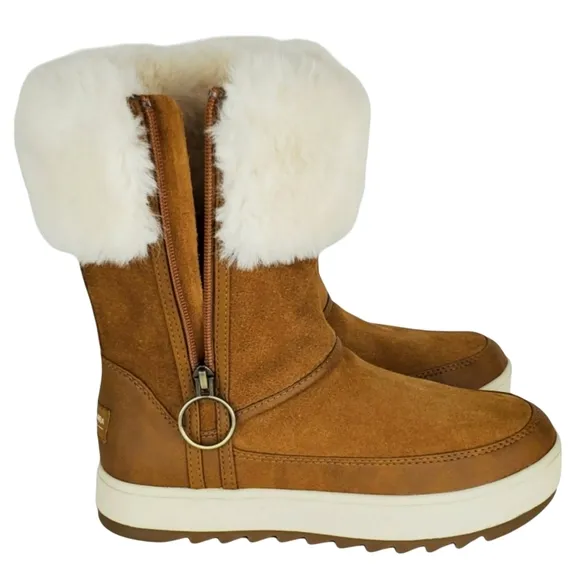 New koolaburra ugg tynlee snow waterproof suede faux fur winter boots chestnut