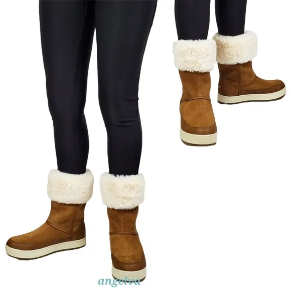 New koolaburra ugg tynlee snow waterproof suede faux fur winter boots chestnut