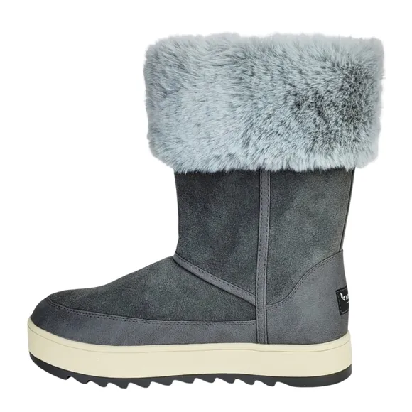 New koolaburra ugg tynlee suede faux fur snow waterproof winter boots stone grey