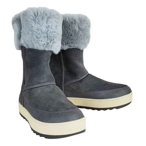 New koolaburra ugg tynlee suede faux fur snow waterproof winter boots stone grey