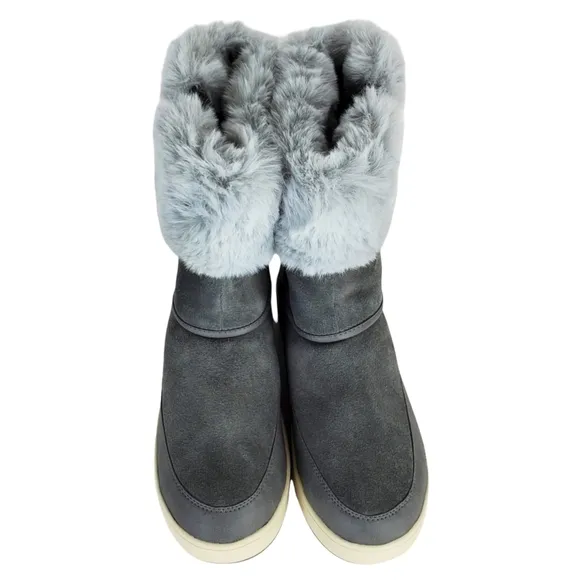 New koolaburra ugg tynlee suede faux fur snow waterproof winter boots stone grey