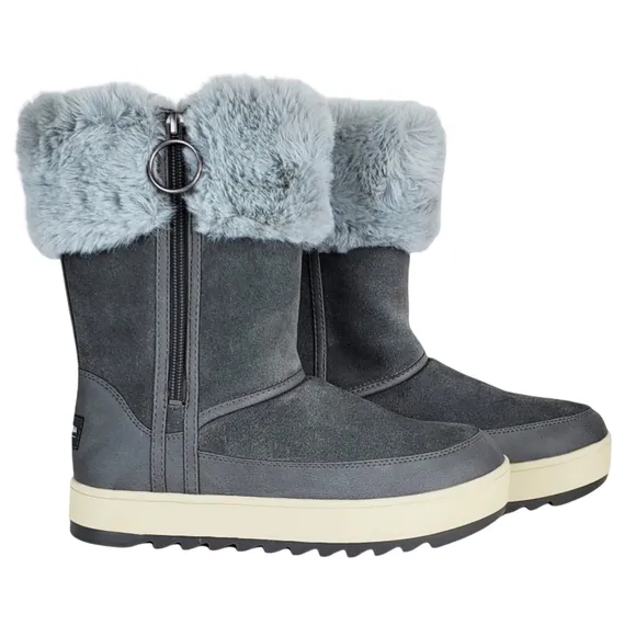New koolaburra ugg tynlee suede faux fur snow waterproof winter boots stone grey