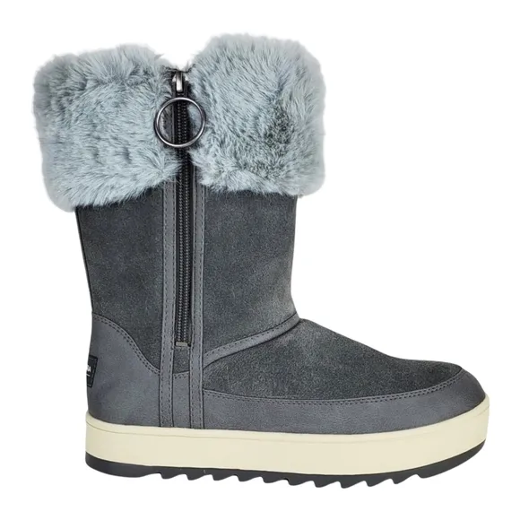 New koolaburra ugg tynlee suede faux fur snow waterproof winter boots stone grey