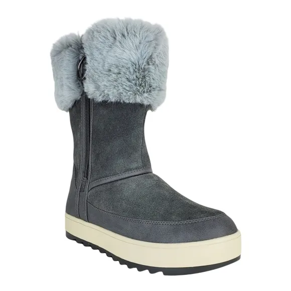 New koolaburra ugg tynlee suede faux fur snow waterproof winter boots stone grey