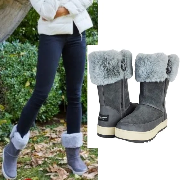 New koolaburra ugg tynlee suede faux fur snow waterproof winter boots stone grey