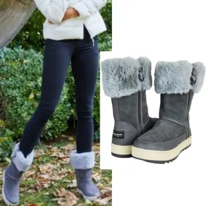 New koolaburra ugg tynlee suede faux fur snow waterproof winter boots stone grey