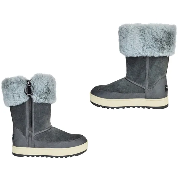 New koolaburra ugg tynlee suede faux fur snow waterproof winter boots stone grey