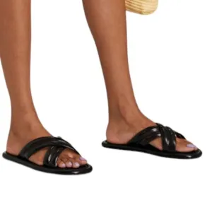 NEW LARROUDÉ x Melissa Cali PVC Slide Sandals Crossover Straps in Black Size 7
