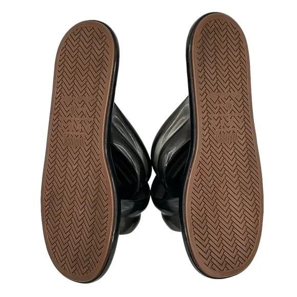 NEW LARROUDÉ x Melissa Cali PVC Slide Sandals Crossover Straps in Black Size 7