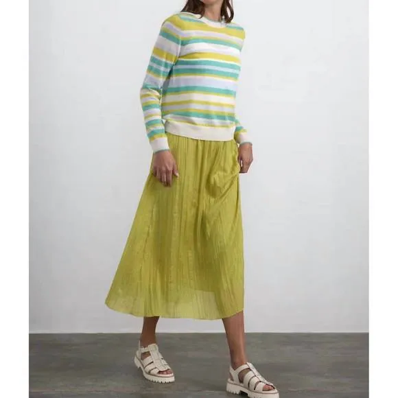 NEW MARGARET O'LEARY stripe crewneck sweater in mint stripe