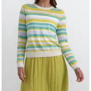 NEW MARGARET O'LEARY stripe crewneck sweater in mint stripe