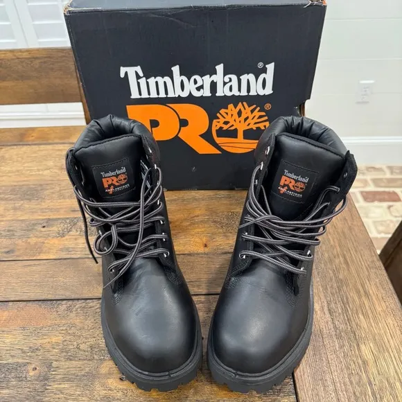 New Mens 8 Timberland PRO 6&quot; Direct Attach Waterproof Steel Toe Work Boots Black