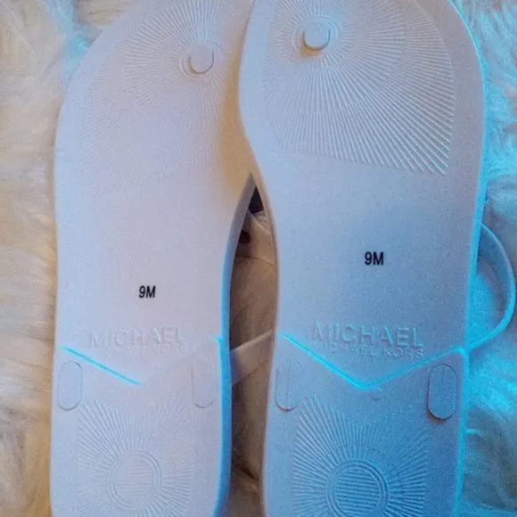 New Michael Kors Jelly Plate Optic White Thong Sandals Women US 9M