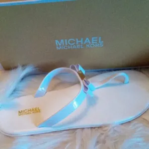 New Michael Kors Jelly Plate Optic White Thong Sandals Women US 9M