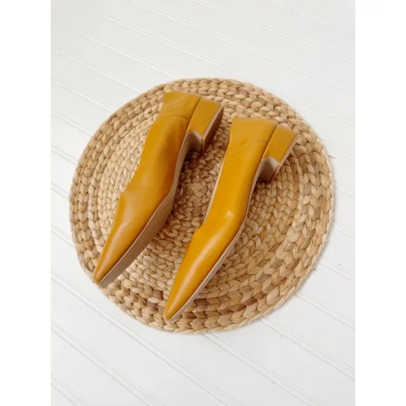NEW Miista Astri Leather Ballet Flats Mustard Yellow 10.5 ( EU 41) NWOT