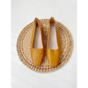 NEW Miista Astri Leather Ballet Flats Mustard Yellow 10.5 ( EU 41) NWOT