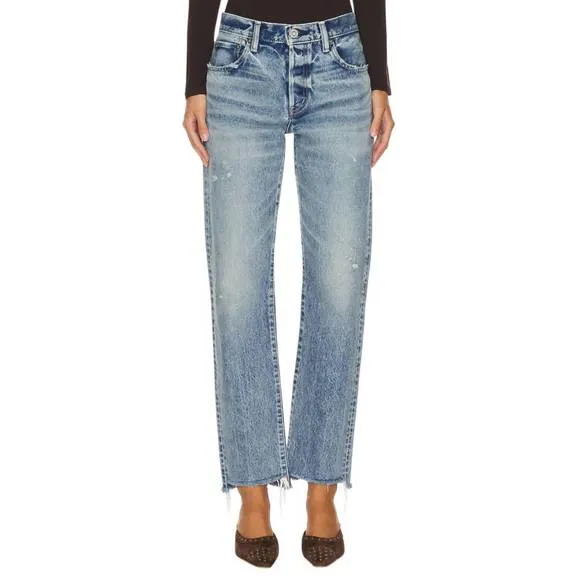 NEW MOUSSY nokomis straight jeans in blue