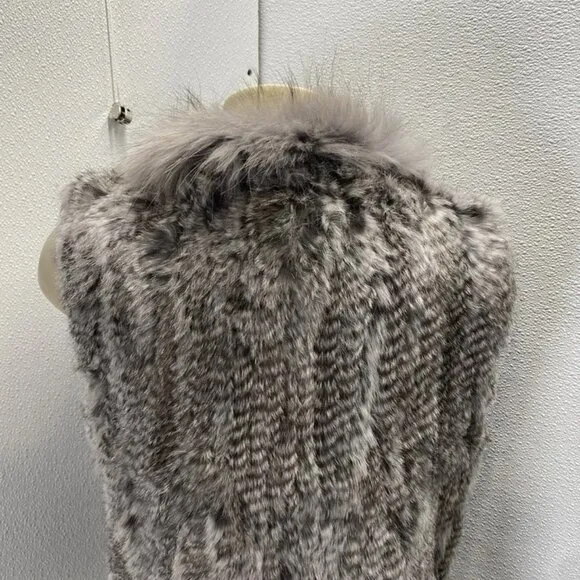 NEW NATURES COLLECTION Women’s Anna Fur Vest Beige Size XL Real Rabbit &amp; Raccoon