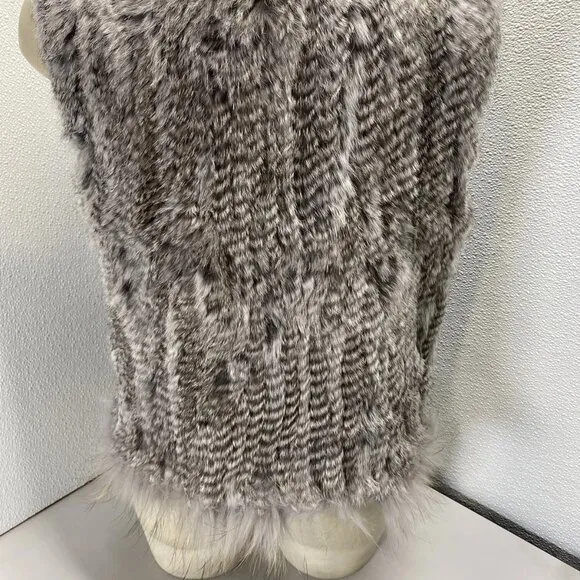 NEW NATURES COLLECTION Women’s Anna Fur Vest Beige Size XL Real Rabbit &amp; Raccoon