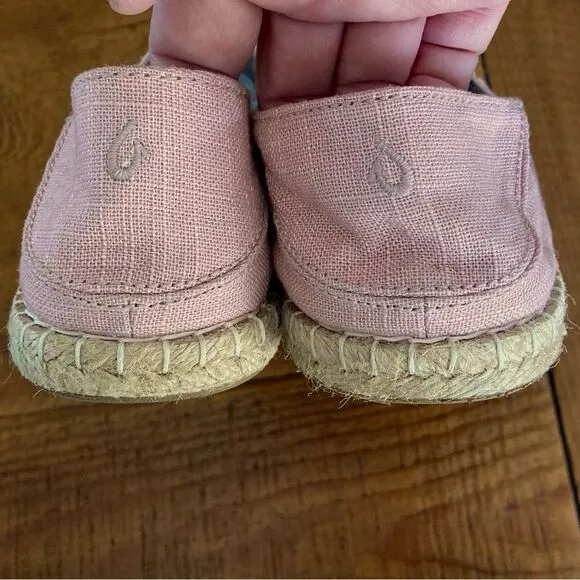 NEW OluKai Kaula Pa’ A Kapa Linen Espadrille Slip-On Shoe Rose Sea Salt Size 8.5