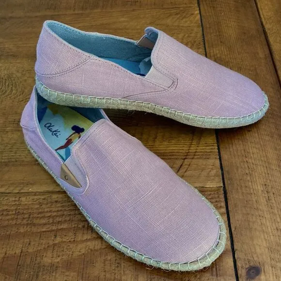 NEW OluKai Kaula Pa’ A Kapa Linen Espadrille Slip-On Shoe Rose Sea Salt Size 8.5