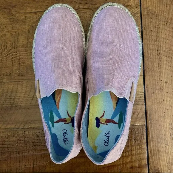 NEW OluKai Kaula Pa’ A Kapa Linen Espadrille Slip-On Shoe Rose Sea Salt Size 8.5