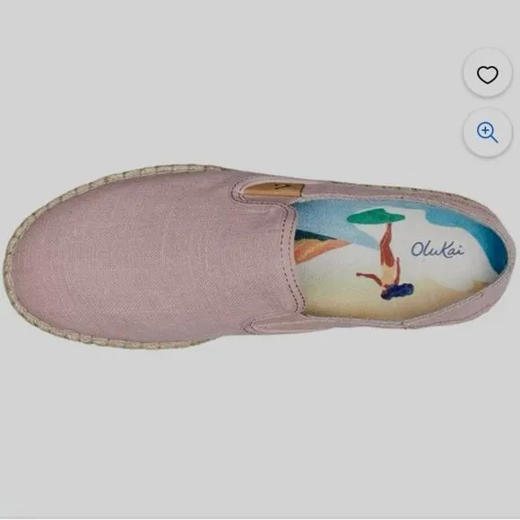 NEW OluKai Kaula Pa’ A Kapa Linen Espadrille Slip-On Shoe Rose Sea Salt Size 8.5