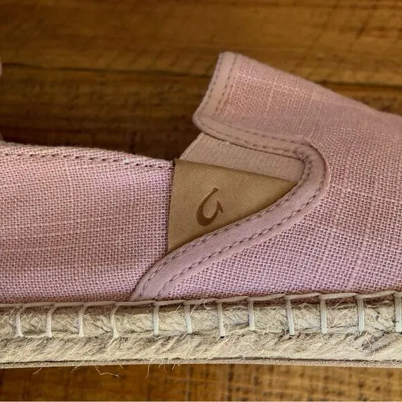 NEW OluKai Kaula Pa’ A Kapa Linen Espadrille Slip-On Shoe Rose Sea Salt Size 8.5