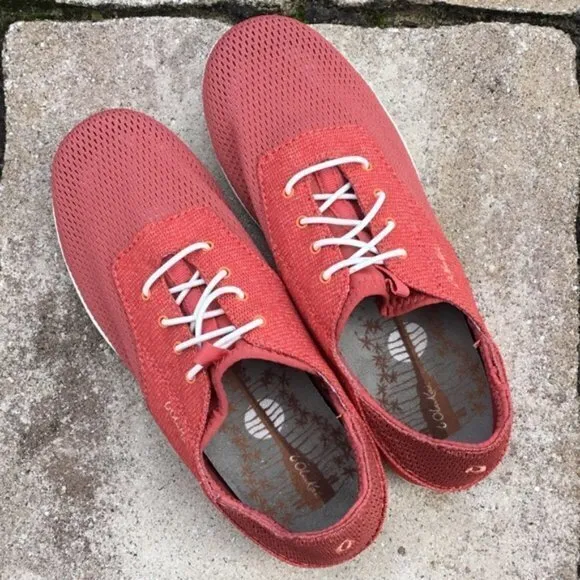 NEW‎ OluKai Waialua Red Mesh Slip On Sneakers