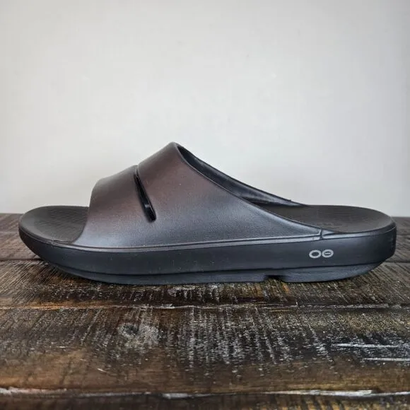 NEW Oofos OOahh Mens Size 13 Recovery Slip-On Slides Beach Sandals Black