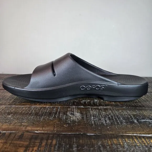 NEW Oofos OOahh Mens Size 13 Recovery Slip-On Slides Beach Sandals Black