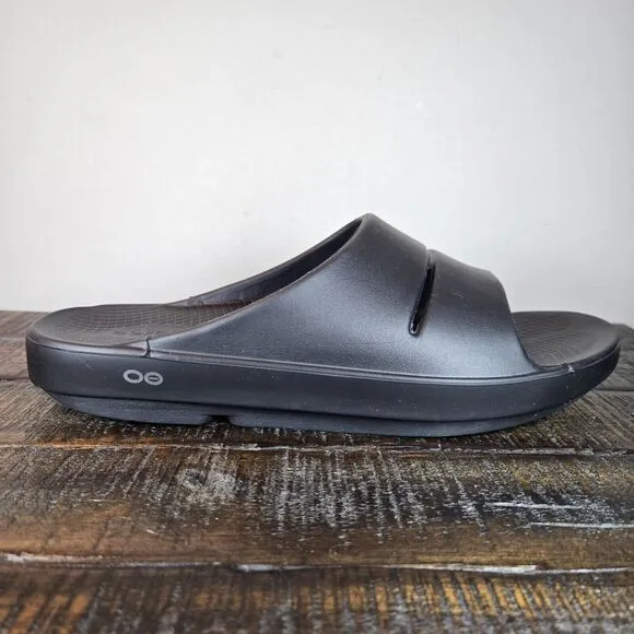 NEW Oofos OOahh Mens Size 13 Recovery Slip-On Slides Beach Sandals Black