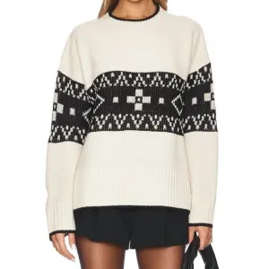NEW PISTOLA lenni crewneck sweater in oatmeal black fairisle