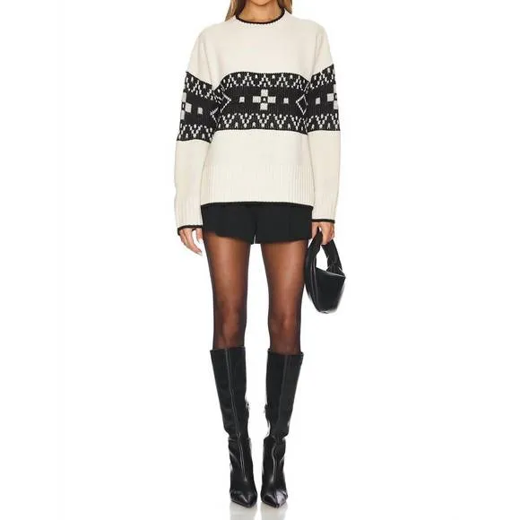 NEW PISTOLA lenni crewneck sweater in oatmeal black fairisle