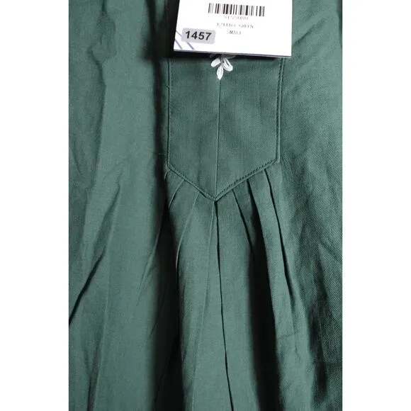 New Pomander Place Tuckernuck Finley White Stitch Green Flutter Dress S 1457-ZZ