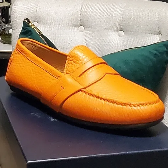 👞NEW👞 Purple Label Ralph Lauren Men's   Orange Loafers.